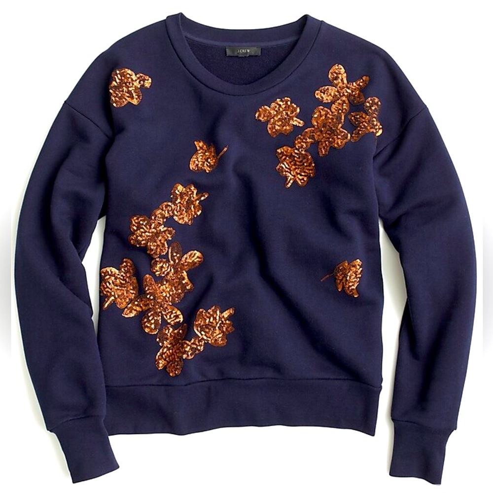 J. Crew Sequin Floral Sweatshirt | Sz Small